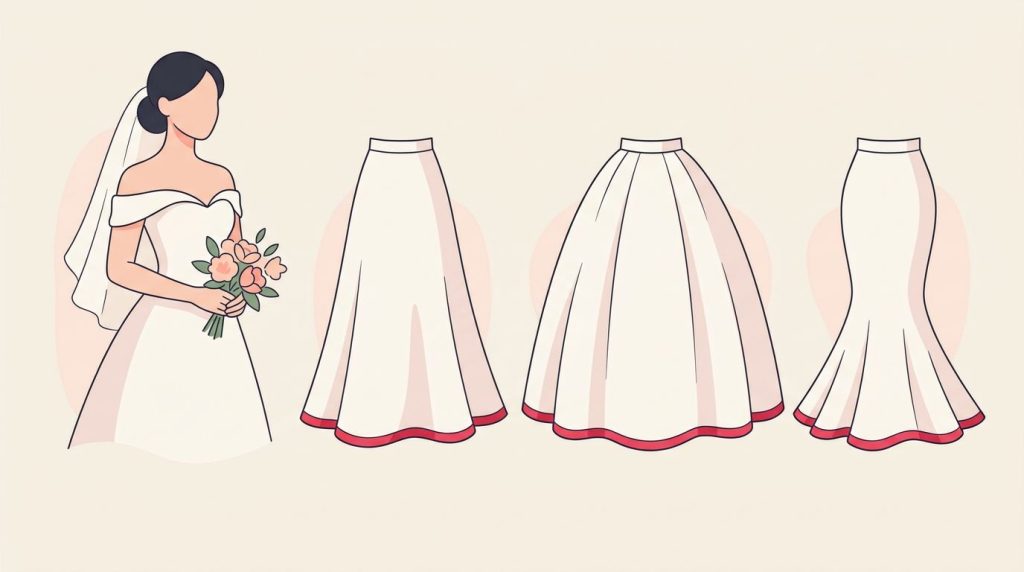 Come scegliere la gonna dell'abito da sposa