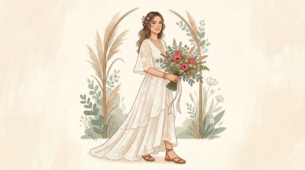 Sposa boho chic: abito, accessori e stile armonioso
