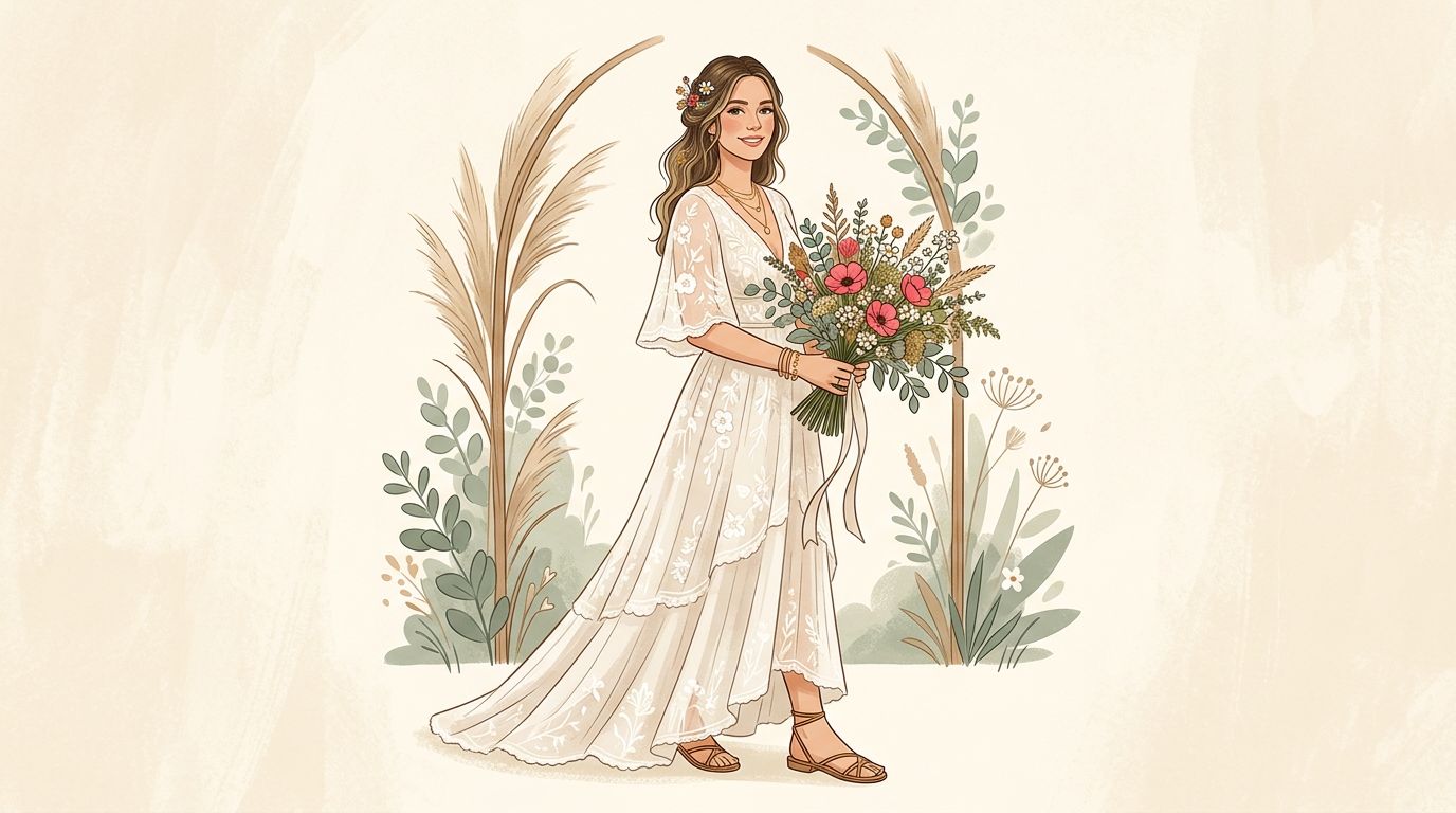 Sposa boho chic: abito, accessori e stile armonioso
